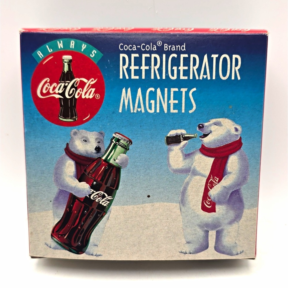 Coca-Cola Polar Bear Refrigerator Magnets Set, Original 1998 Soda Advertising